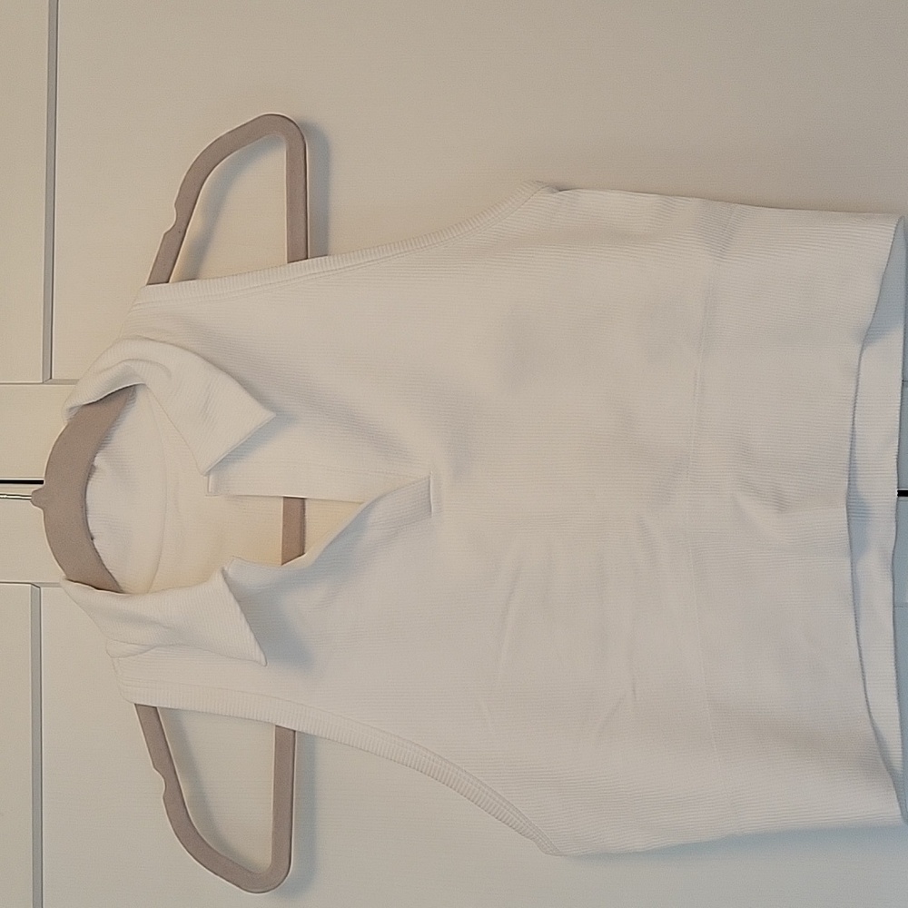 Athleta Aurora Crop Polo White Medium